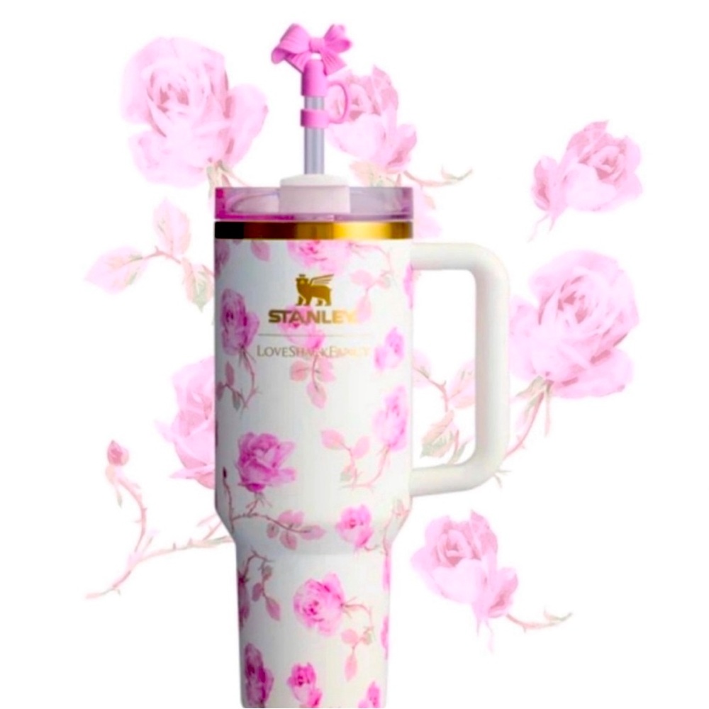LOVESHACKFANCY Stanley Tumbler Cup 40oz Ribbon Rosa